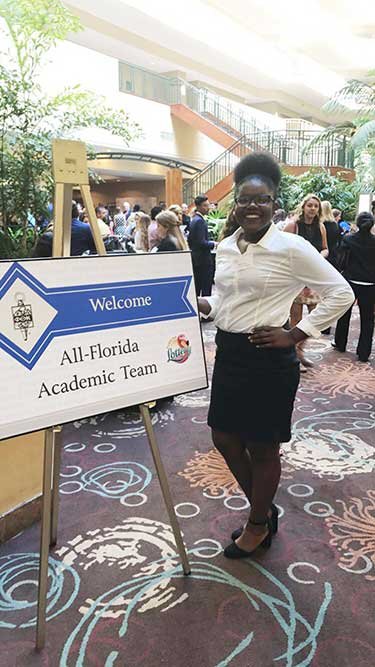 Monica Powe at 2018 All-Florida Academic Team awards ceremony April 6
